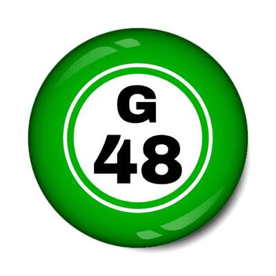 bingo ball lucky number g 48 green stickers, magnet