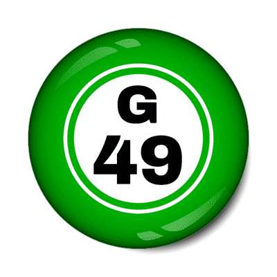 bingo ball lucky number g 49 green stickers, magnet