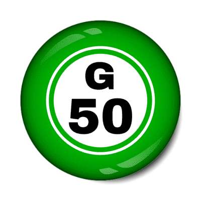 bingo ball lucky number g 50 green stickers, magnet