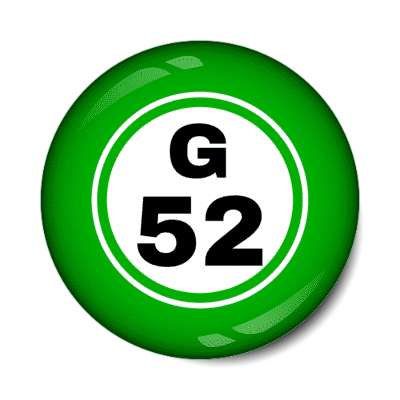 bingo ball lucky number g 52 green stickers, magnet