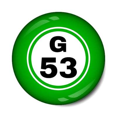 bingo ball lucky number g 53 green stickers, magnet