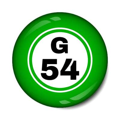 bingo ball lucky number g 54 green stickers, magnet