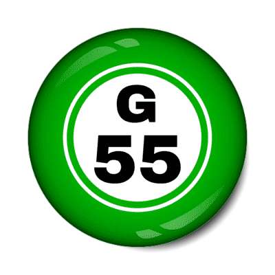 bingo ball lucky number g 55 green stickers, magnet