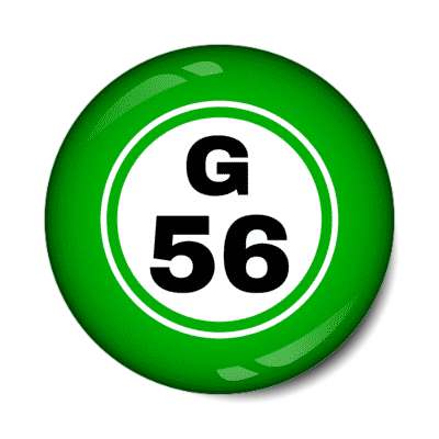 bingo ball lucky number g 56 green stickers, magnet