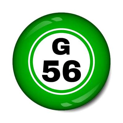 bingo ball lucky number g 56 green stickers, magnet