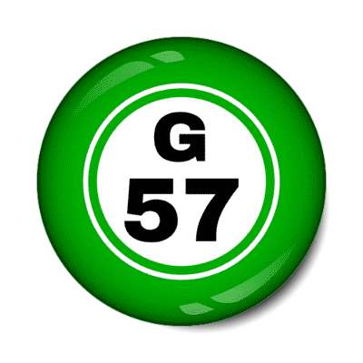 bingo ball lucky number g 57 green stickers, magnet