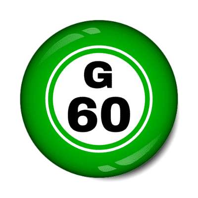 bingo ball lucky number g 60 green stickers, magnet