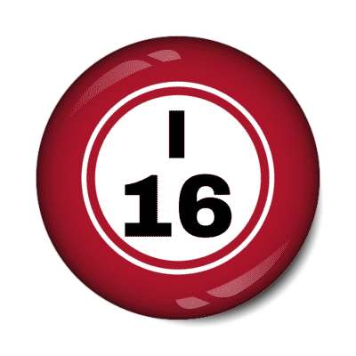 bingo ball lucky number i 16 red stickers, magnet