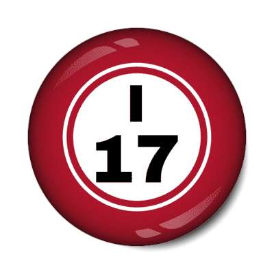 bingo ball lucky number i 17 red stickers, magnet