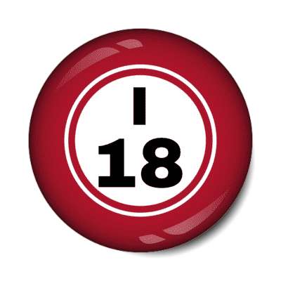 bingo ball lucky number i 18 red stickers, magnet