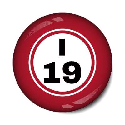 bingo ball lucky number i 19 red stickers, magnet
