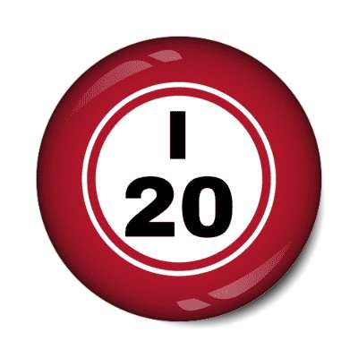 bingo ball lucky number i 20 red stickers, magnet