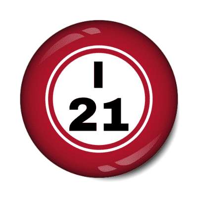 bingo ball lucky number i 21 red stickers, magnet