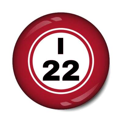 bingo ball lucky number i 22 red stickers, magnet
