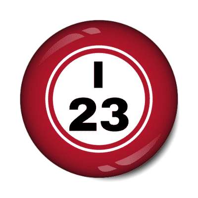 bingo ball lucky number i 23 red stickers, magnet