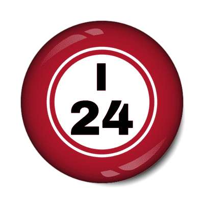 bingo ball lucky number i 24 red stickers, magnet