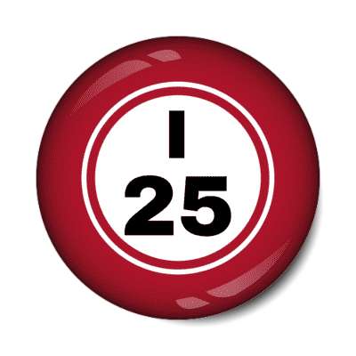 bingo ball lucky number i 25 red stickers, magnet