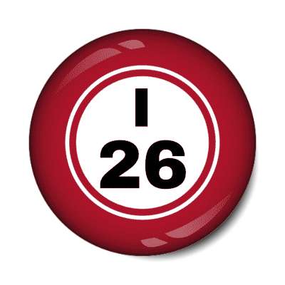 bingo ball lucky number i 26 red stickers, magnet