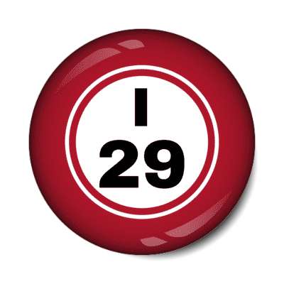 bingo ball lucky number i 29 red stickers, magnet