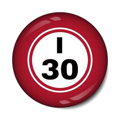 bingo ball lucky number i 30 red stickers, magnet