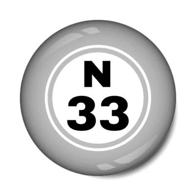 bingo ball lucky number n 33 light grey stickers, magnet