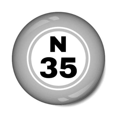 bingo ball lucky number n 35 light grey stickers, magnet