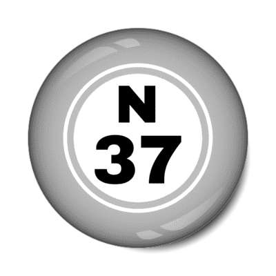 bingo ball lucky number n 37 light grey stickers, magnet