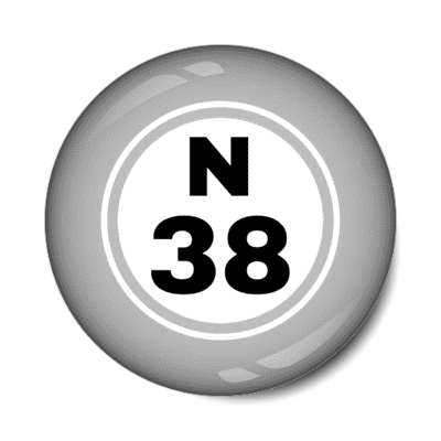 bingo ball lucky number n 38 light grey stickers, magnet
