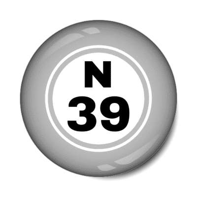 bingo ball lucky number n 39 light grey stickers, magnet