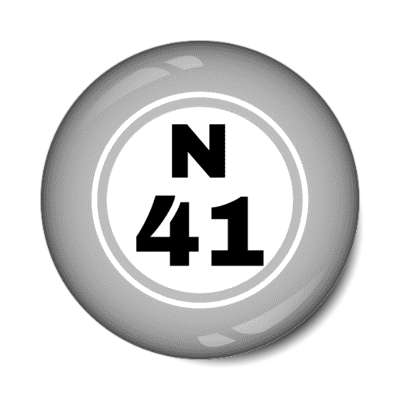 bingo ball lucky number n 41 light grey stickers, magnet