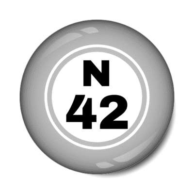 bingo ball lucky number n 42 light grey stickers, magnet