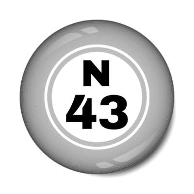 bingo ball lucky number n 43 light grey stickers, magnet