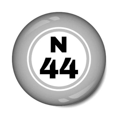 bingo ball lucky number n 44 light grey stickers, magnet