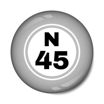 bingo ball lucky number n 45 light grey stickers, magnet
