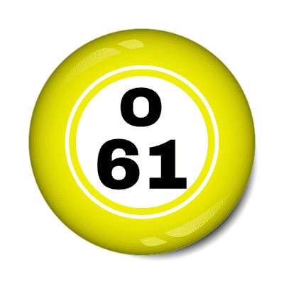 bingo ball lucky number o 61 yellow stickers, magnet
