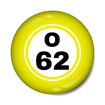 bingo ball lucky number o 62 yellow stickers, magnet