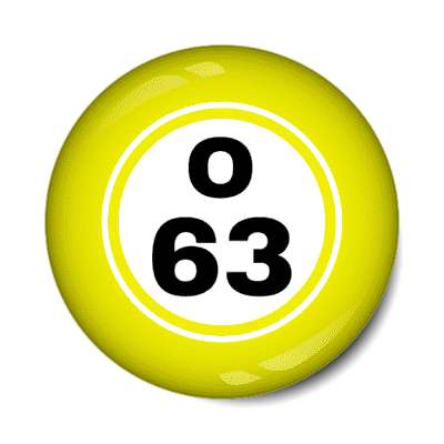 bingo ball lucky number o 63 yellow stickers, magnet