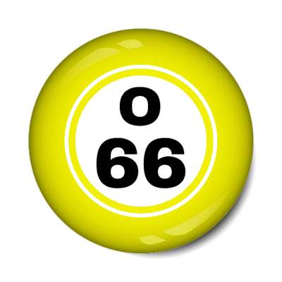 bingo ball lucky number o 66 yellow stickers, magnet