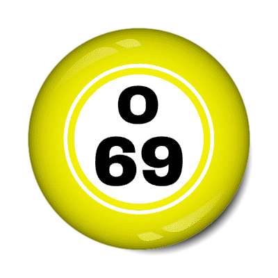 bingo ball lucky number o 69 yellow stickers, magnet