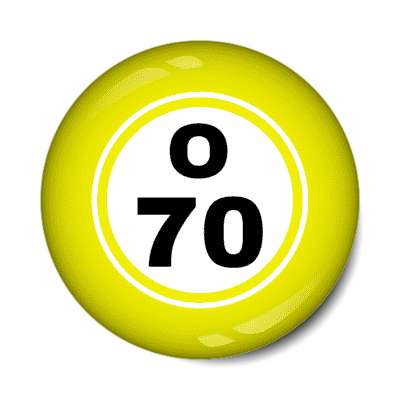 bingo ball lucky number o 70 yellow stickers, magnet