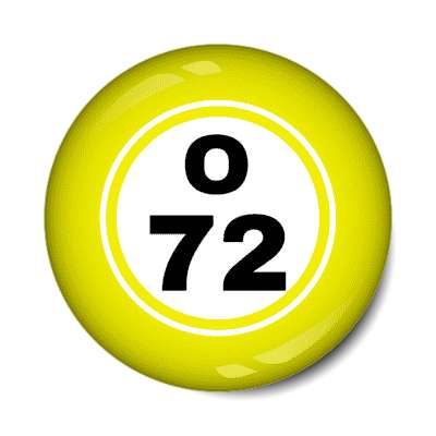 bingo ball lucky number o 72 yellow stickers, magnet
