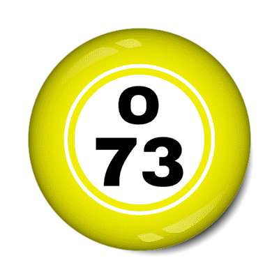 bingo ball lucky number o 73 yellow stickers, magnet