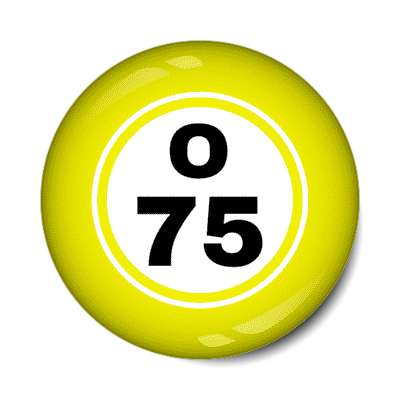 bingo ball lucky number o 75 yellow stickers, magnet