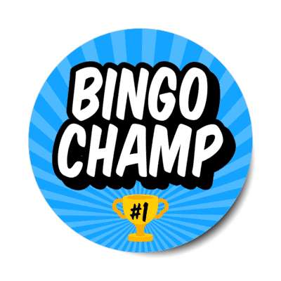 bingo champ number one trophy rays award stickers, magnet