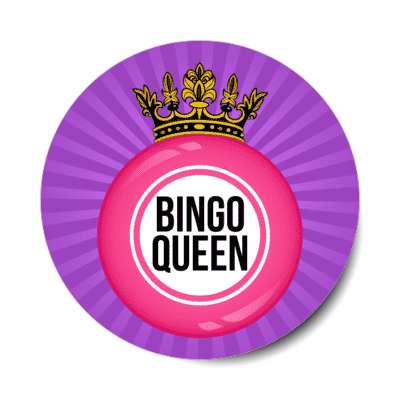 bingo queen crown bingo ball rays stickers, magnet
