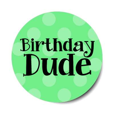 birthday dude green polka dots stickers, magnet