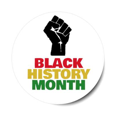 black history month african colors raised fist white stickers, magnet