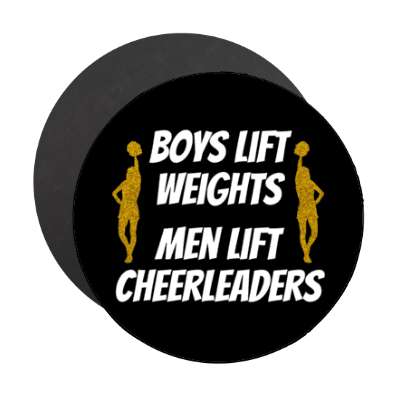 boys lift weights men lift cheerleaders silhouette black stickers, magnet