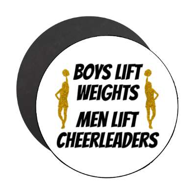 boys lift weights men lift cheerleaders silhouette white stickers, magnet