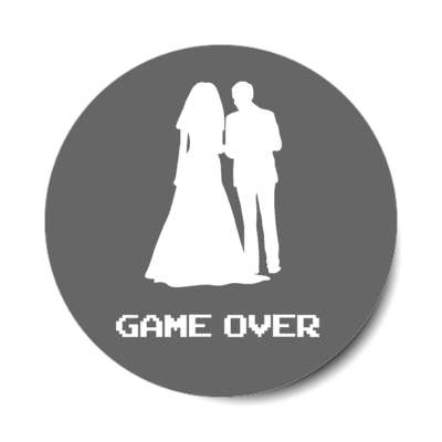 bride and groom silhouette game over stickers, magnet